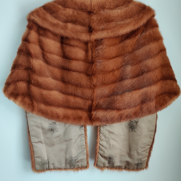 Vintage Ash Brown Red Mink Fur Stole Cape Stunning Dawes Furs Toronto - Picture 9 of 16